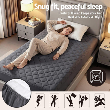 Giselle Water-Resistant Mattress Protector Microfiber 35cm 360° Fit Single.