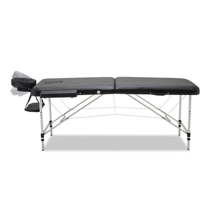 Zenses Massage Table 55cm Portable 2 Fold Aluminium Beauty Bed Black.