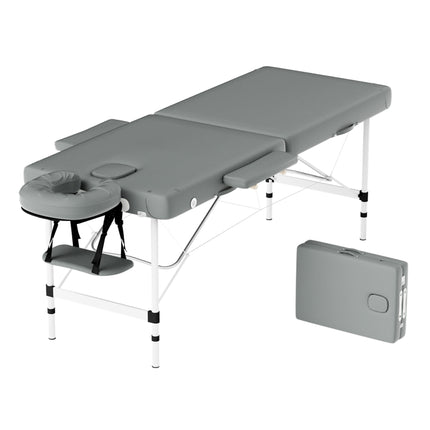 Zenses Massage Table 55cm Portable 2 Fold Aluminium Beauty Bed Grey.