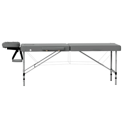 Zenses Massage Table 55cm Portable 2 Fold Aluminium Beauty Bed Grey.