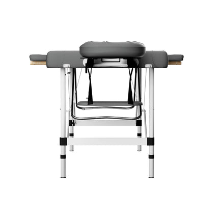 Zenses Massage Table 55cm Portable 2 Fold Aluminium Beauty Bed Grey.