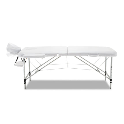 Zenses Massage Table 75cm Portable 2 Fold Aluminium Beauty Bed White.