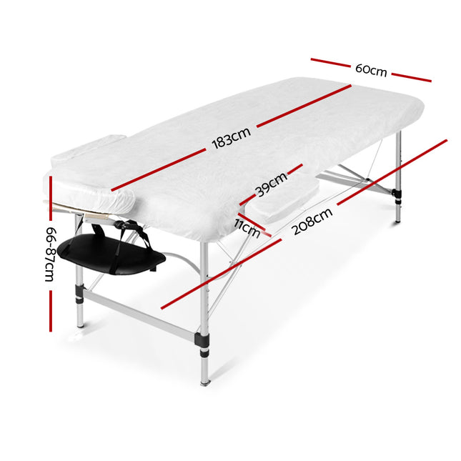 Zenses Massage Table 60cm Portable 3 Fold Aluminium Beauty Bed Black.