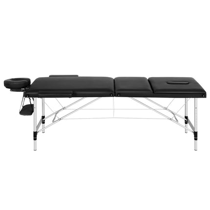 Zenses Massage Table 65cm Portable 3 Fold Aluminium Beauty Bed Black.