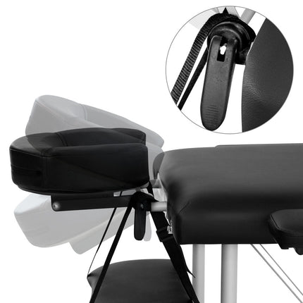Zenses Massage Table 75cm Portable 3 Fold Aluminium Beauty Bed Black.