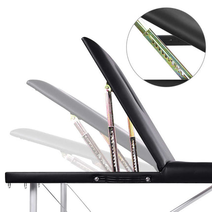Zenses Massage Table 80cm Portable 3 Fold Aluminium Beauty Bed Black.