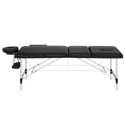 Zenses Massage Table 85cm Portable 3 Fold Aluminium Beauty Bed Black.