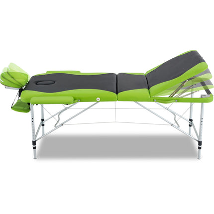 Zenses Massage Table 75cm Portable 3 Fold Aluminium Beauty Bed Green.