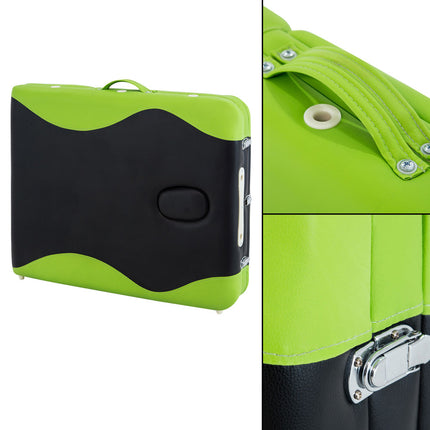 Zenses Massage Table 75cm Portable 3 Fold Aluminium Beauty Bed Green.