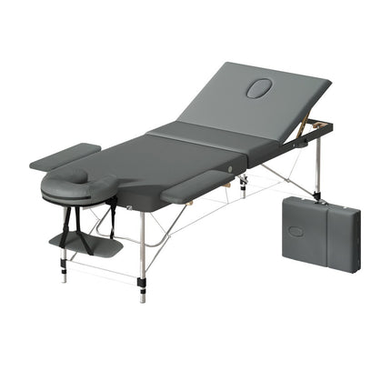 Zenses Massage Table 55cm Portable 2 Fold Aluminium Beauty Bed Grey.