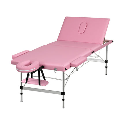 Zenses Massage Table 85cm Portable 3 Fold Aluminium Beauty Bed Black.