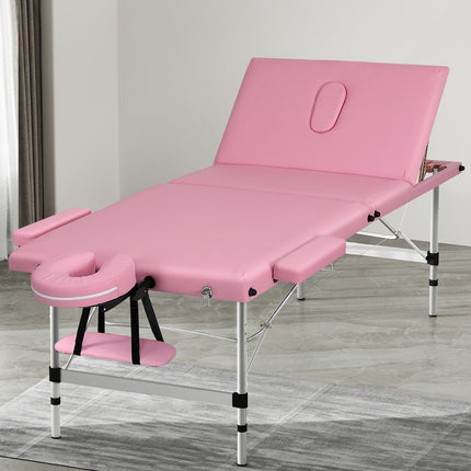 Zenses Massage Table 85cm Portable 3 Fold Aluminium Beauty Bed Black.