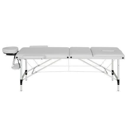Zenses Massage Table 65cm Portable 3 Fold Aluminium Beauty Bed White.