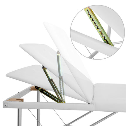 Zenses Massage Table 75cm Portable 3 Fold Aluminium Beauty Bed White.