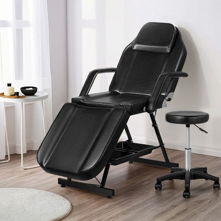 Zenses Massage Table Adjustable Salon Bed Chair 3-Fold Black.
