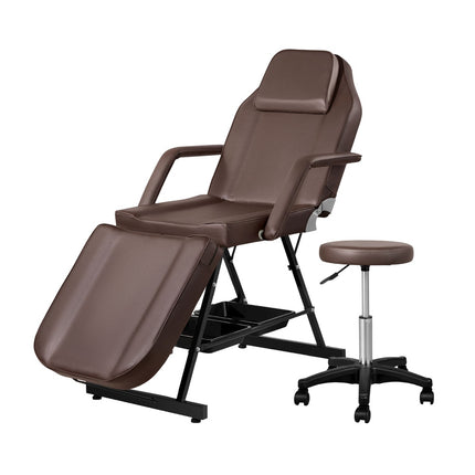 Zenses Massage Table Adjustable Salon Bed Chair 3-Fold Brown.