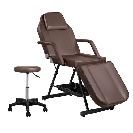 Zenses Massage Table Adjustable Salon Bed Chair 3-Fold Brown.