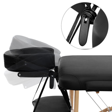 Zenses Massage Table 70cm Portable 3 Fold Wooden Beauty Bed Black.