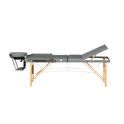Zenses Massage Table 55cm Portable 2 Fold Aluminium Beauty Bed Grey.