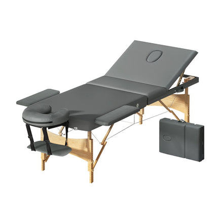 Zenses Massage Table 55cm Portable 2 Fold Aluminium Beauty Bed Grey.