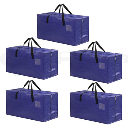 Artiss Moving Bags Heavy Duty Waterproof Backpack Straps Large Storage Totes 5 Pack Blue.