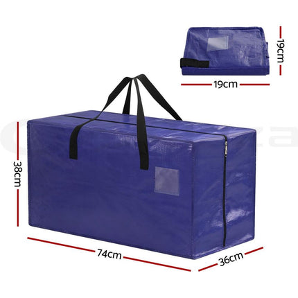 Artiss Moving Bags Heavy Duty Waterproof Backpack Straps Large Storage Totes 5 Pack Blue.