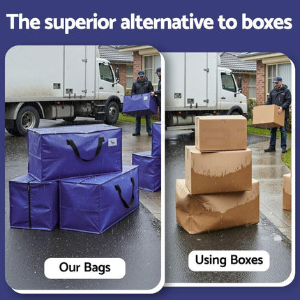 Artiss Moving Bags Heavy Duty Waterproof Backpack Straps Large Storage Totes 5 Pack Blue.