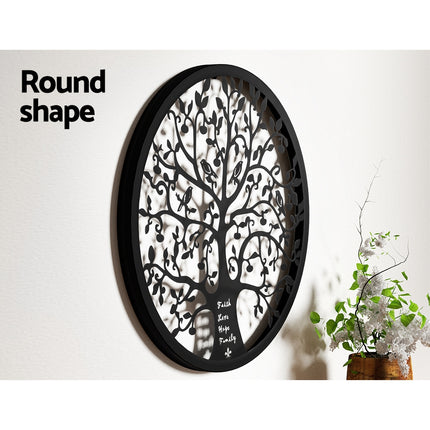 Artiss Metal Wall Art Hanging Sculpture Home Decor Leaf Tree of Life Round Frame.