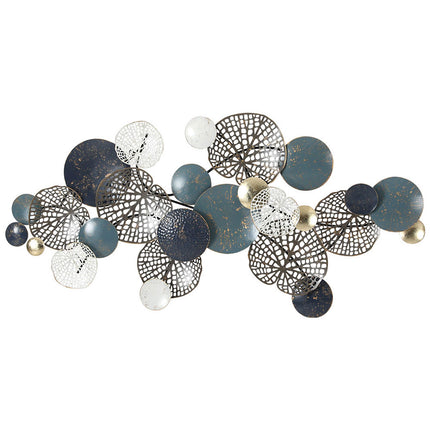 Artiss Metal Wall Art Hanging Sculpture 132cm Home Decor Leaf Circles Blue.
