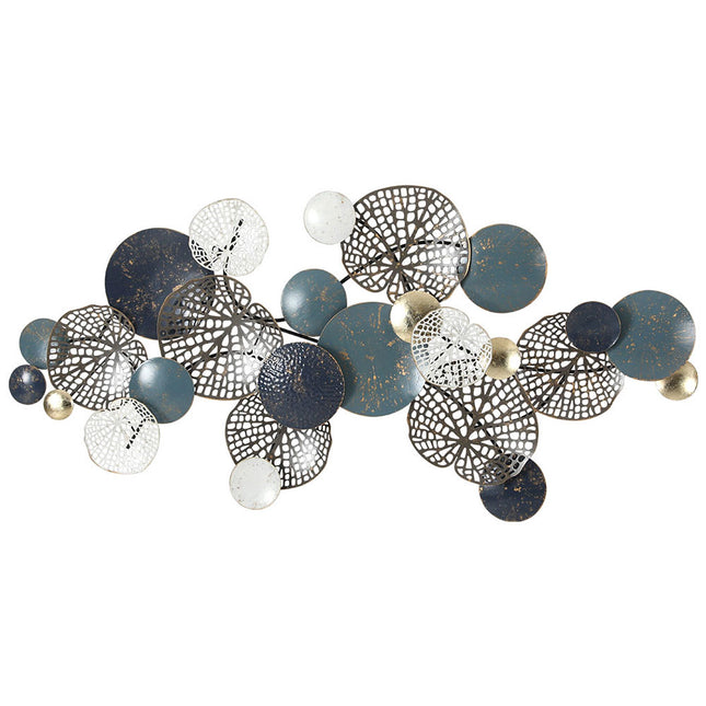 Artiss Metal Wall Art Hanging Sculpture 132cm Home Decor Leaf Circles Blue.