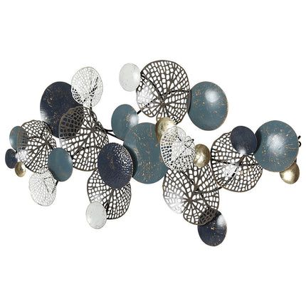 Artiss Metal Wall Art Hanging Sculpture 132cm Home Decor Leaf Circles Blue.