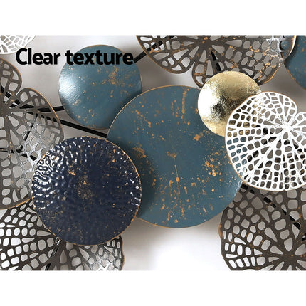 Artiss Metal Wall Art Hanging Sculpture 132cm Home Decor Leaf Circles Blue.