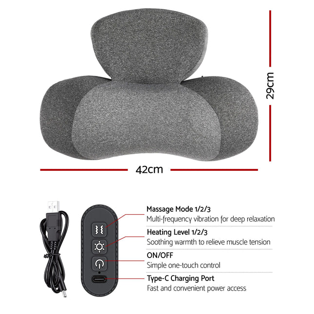 Livemor 2-in-1 Neck Massager Pillow with Heat, Memory Foam Cervical Support for Relief, 3-Speed Vibration & 3-Level Thermal Therapy, Type-C Rechargeable Massage Pillow for Neck & Shoulder.