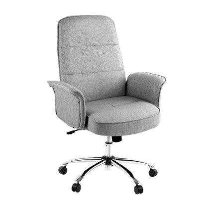 Artiss 2x Bar Stools Padded Linen Wooden Grey.