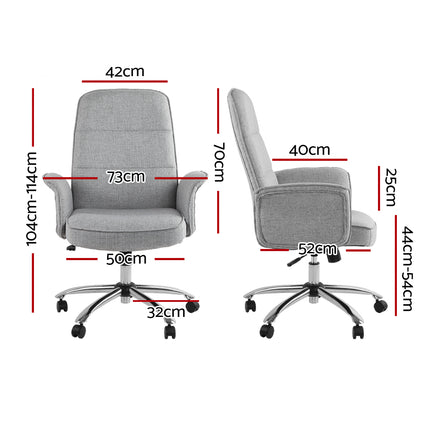 Artiss 2x Bar Stools Padded Linen Wooden Grey.