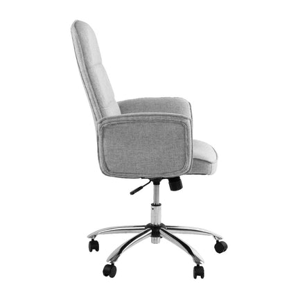Artiss 2x Bar Stools Padded Linen Wooden Grey.