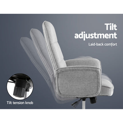 Artiss 2x Bar Stools Padded Linen Wooden Grey.