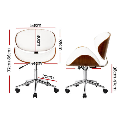 Artiss Wooden Office Chair Leather Seat White.
