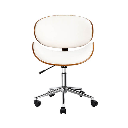 Artiss Wooden Office Chair Leather Seat White.