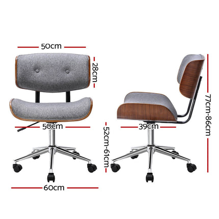 Artiss Wooden Office Chair Fabric Seat Grey.