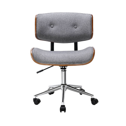 Artiss Wooden Office Chair Fabric Seat Grey.