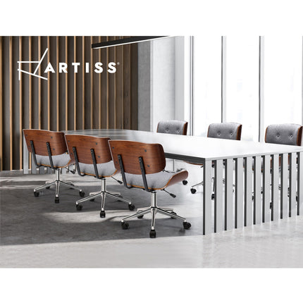 Artiss Wooden Office Chair Fabric Seat Grey.