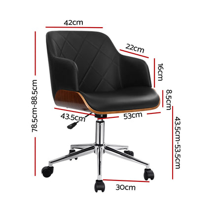 Artiss Wooden Office Chair Fabric Seat Black.