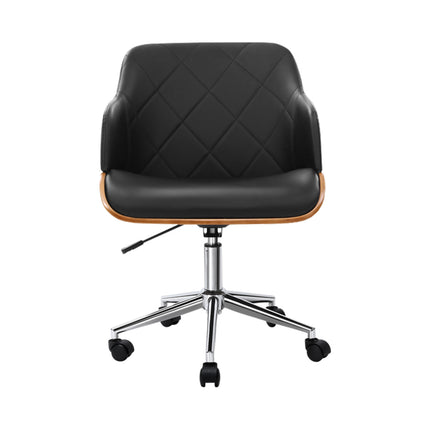Artiss Wooden Office Chair Fabric Seat Black.