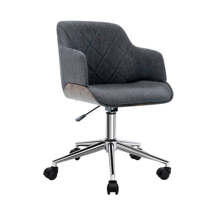 Artiss Wooden Office Chair Fabric Seat Grey.