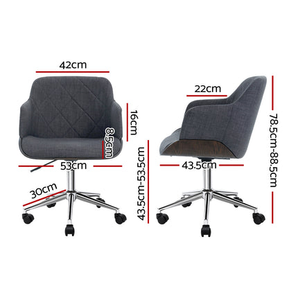Artiss Wooden Office Chair Fabric Seat Grey.