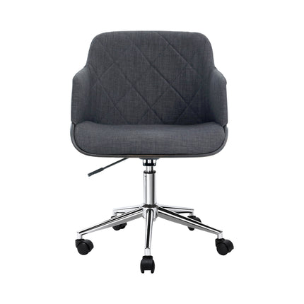 Artiss Wooden Office Chair Fabric Seat Grey.