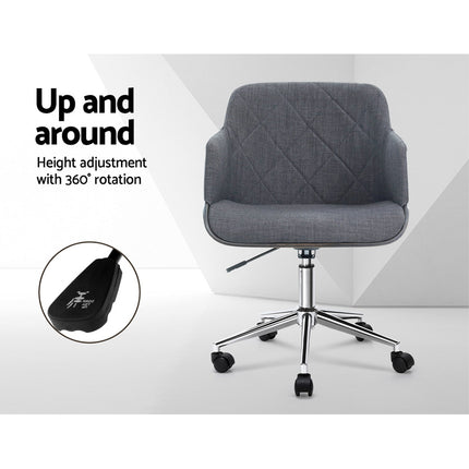 Artiss Wooden Office Chair Fabric Seat Grey.