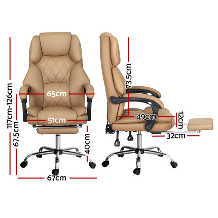 Artiss Executive Office Chair Leather Footrest Espresso.