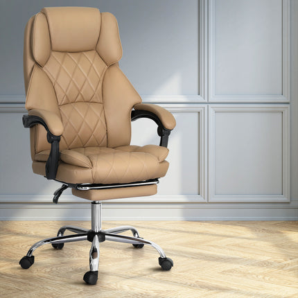 Artiss Executive Office Chair Leather Footrest Espresso.